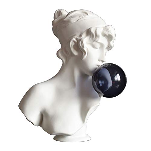 Asdfger Gracioso Cabeza Estatua, Niña soplar Burbujas Escultura Arte Figurilla Elegante Escritorio Ornamento Hogar Decoración (Color : White, Size : 40x31x23cm(16x13x9inch))