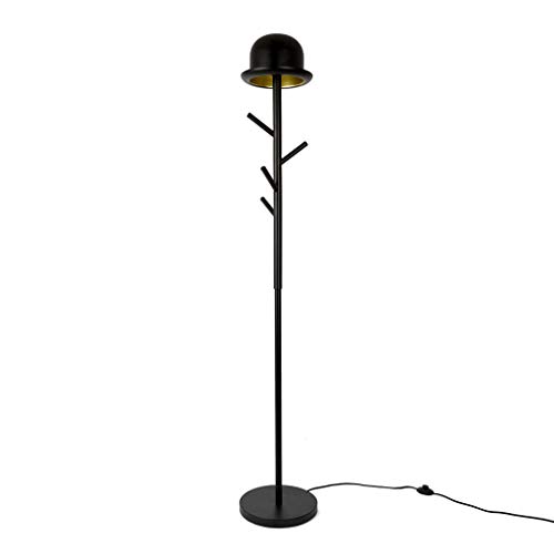 Balvi Perchero & lámpara Chapeau Color Negro percheros de pie Perchero de pie + lámpara 2 en 1 con diseño Moderno Gorro de Chaplin Metal 177x30x26