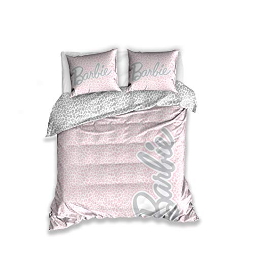 Barbie Funda nórdica con dos fundas de almohada de 160 x 200 + 2 fundas de almohada de 70 x 80 cm de algodón satinado.