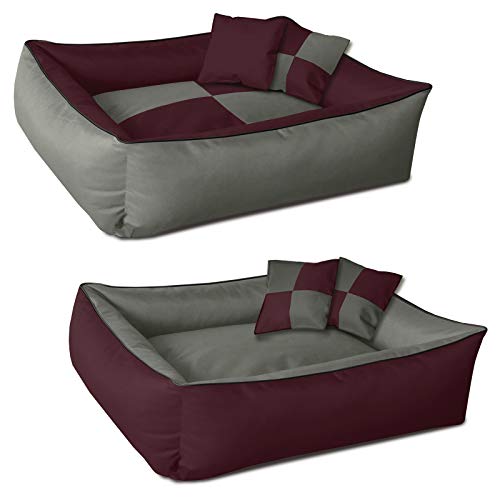 BedDog® 2en1 colchón para Perro MAX Quattro XL Aprox. 100x85 cm, 8 Colores, Cama, sofá,Cesta para Perro, Burdeos/Gris