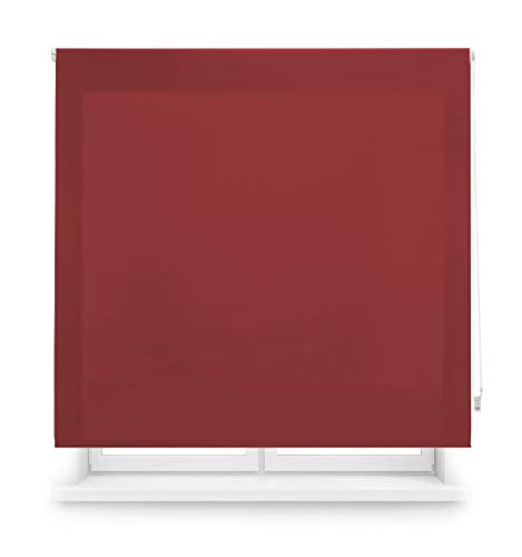 Blindecor Ara - Estor enrollable translúcido liso, Rojo Burdeos, 160 x 175 cm (ancho x alto)