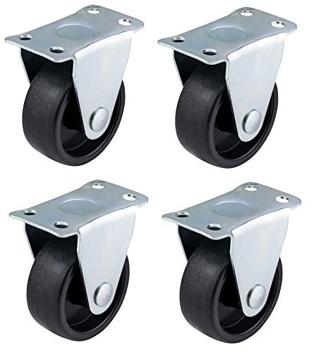 Bulldog Castors - Juego de 4 ruedas fijas de 40 mm, plástico negro, para muebles, electrodomésticos y equipos