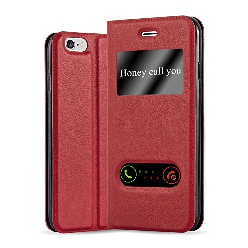 Cadorabo Funda Libro para Apple iPhone 6 Plus/iPhone 6S Plus en Rojo AZRAFÁN - Cubierta Proteccíon con Cierre Magnético, Función de Suporte y 2 Ventanas- Etui Case Cover Carcasa
