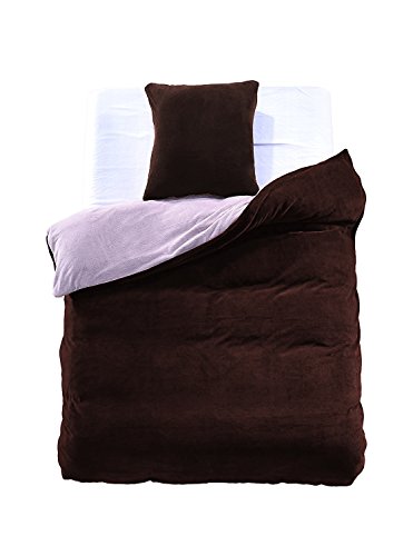 Cama con 1 o 2 fundas de almohada 80 x 80 microfibra suave caliente invierno cálido Edredón de cama marrón acero Brown Steel Furry, microfibra, stahl braun, 135 x 200 cm