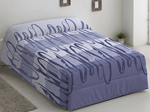 Camatex - Conforter Carolina Cama 105 - Color Azul (edredón de Acolchado Grueso época de frío con Cintas y Botones como Sistema de Ajuste)