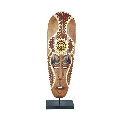 CAPRILO Figura Decorativa Africana de Madera Máscara. Adornos y Esculturas. Animales. Decoración Hogar. Regalos Originales. 54 x 16 x 10.5 cm.