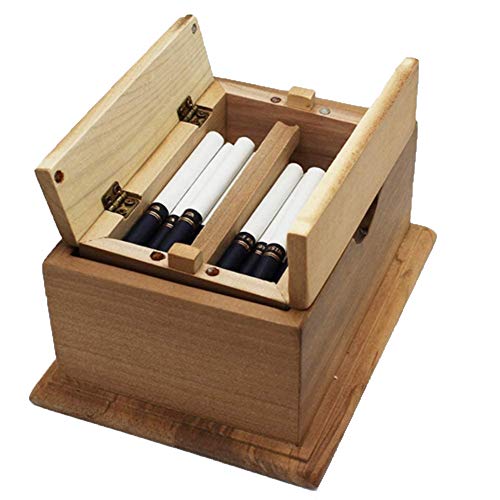 CIGARETTE CASE RDJSHOP Creativo De 20 Piezas Automático Fabricante De Cigarrillos Emergente Caja De Cigarrillos De Madera Caja De Cigarros De Escritorio Caja De Cigarrillos Regalo Personalizado