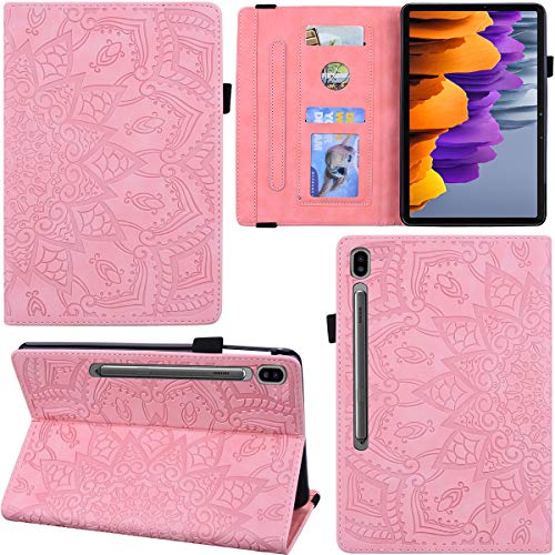 C/N DodoBuy caso para Samsung Galaxy Tab S7+Plus, Mandala patrón magnético Flip Smart Cover Wallet PU bolsa de cuero paquete multi-ángulo soporte con ranuras para tarjetas - rosa
