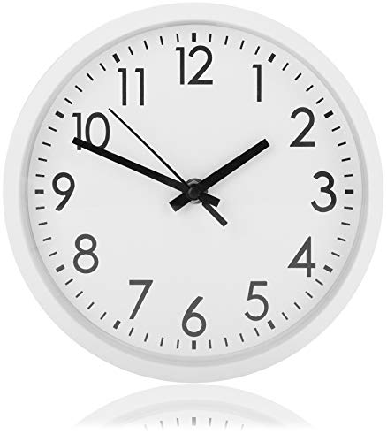 com-four® Reloj de Pared Analógico con Esfera Grande - Hermoso Reloj para Cocina, Sala de Estar, Dormitorio y Oficina - Ø 20 cm (1 Pieza - Blanco)