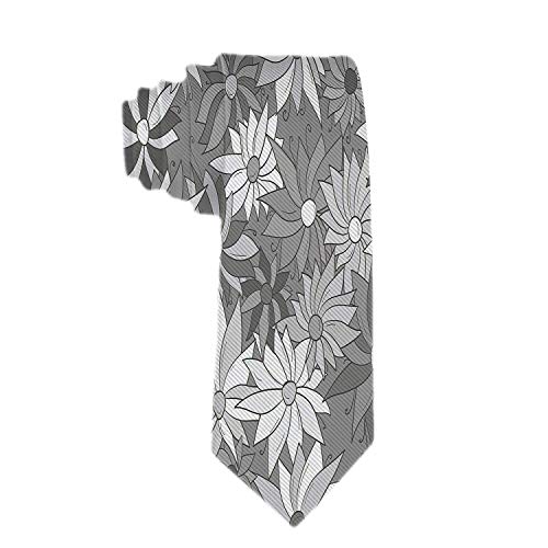 Corbatas para hombres Corbata de raso - Corbatas de boda con flores florales grises para hombre Corbatas de boda
