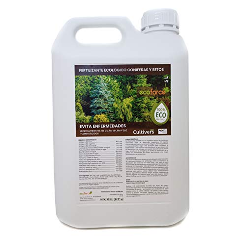 CULTIVERS Fertilizante Líquido para Coníferas y Setos Ecológico de 5 L. Abono 100% Orgánico y Natural. Evita Enfermedades, Arbustos vigorosos, Follaje mas Verde
