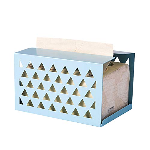 Daaimi Caja de pañuelos de hierro forjado para encimeras de tocador de baño, aparadores de dormitorio, mesitas de noche, escritorios y mesas (azul)
