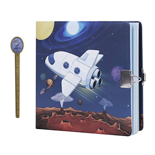 Diario A5 Planet para niños, niñas, con cerradura de combinación, bloc de notas con llave, cuaderno secreto de exploración, espacio para estudiantes, regalo para estudiantes