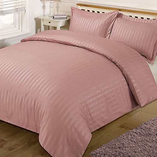 Dreamscene – Beautiful franjas de satén edredón de cama con funda de almohada juego de cama, poliéster, rosa, doble