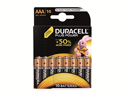 Duracell - Pila alcalina Plus Power AAA (16 Pilas)