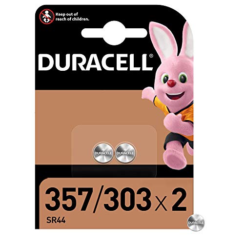 Duracell Pilas especiales de óxido de plata 357/303 de 1.55 V, paquete de 2 unidades SR44/V357/V303/SR44W/SR44SW, diseñadas para su uso en relojes, calculadoras y dispositivos médicos