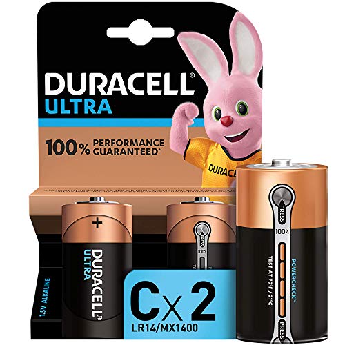 Duracell Ultra C con Powercheck, Pilas Alcalinas, Paquete de 2, 1.5 Voltios LR14 MX1400
