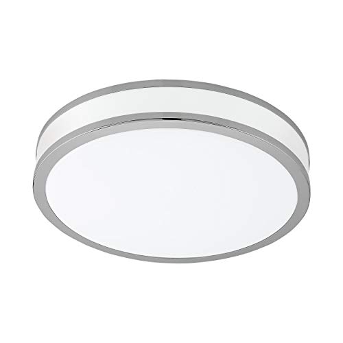 EGLO Lámpara de techo LED Palermo 2, 1 foco, material: acero y plástico, color: cromo, blanco, diámetro: 28 cm