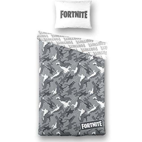 Epic Games FORTNITE - Funda de edredón reversible para cama individual, 140 x 200 cm y funda de almohada 100% algodón