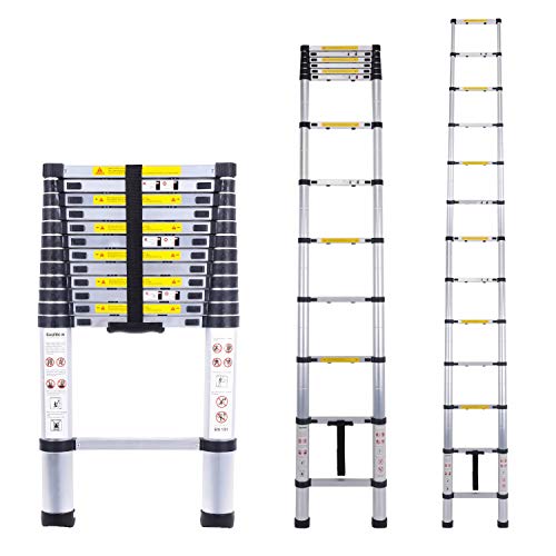Escalera telescópica multiusos de aluminio portátil Escalera plegable y extensible EN131 y normas CE(3.8M)