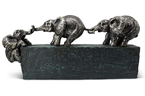 Escultura «Lazos familiares» - Símbolo atemporal de la unión en la familia y el equipo - Artículo decorativo de 43 cm de largo - Elefante decorativo perfecto como regalo
