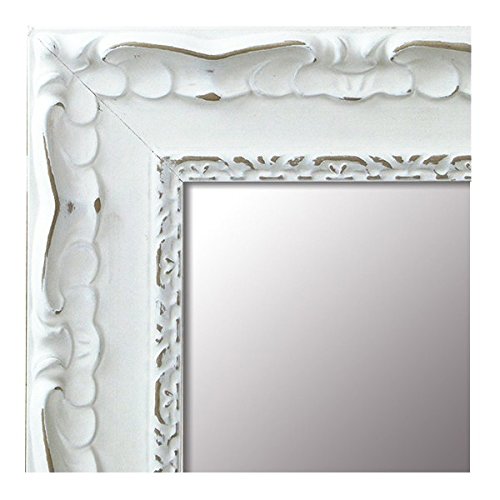 Espejo de Madera Fabricado en España - Espejo Vestidor, Salón, Baño, Entraditas (201 Blanco, 63x83 cm)