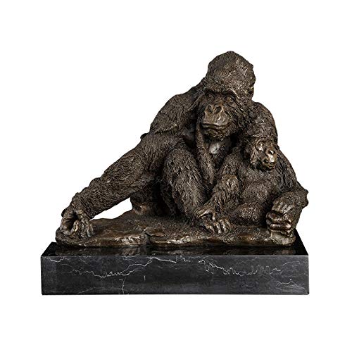 Estatuilla De Colección Figuritas Decorativas Estatua De Bronce Fundida De Animales Gorila Graciosa Madre E Hijo Escultura para El Hogar