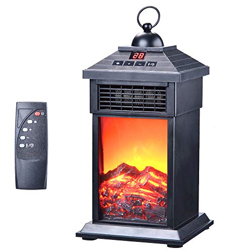 Farol calefactor con efecto de llama, LED, control remoto, bajo consumo, 400 W, portátil
