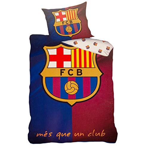 FCB FC Barcelona - Juego de Funda de edredón Individual de algodón, Talla UK