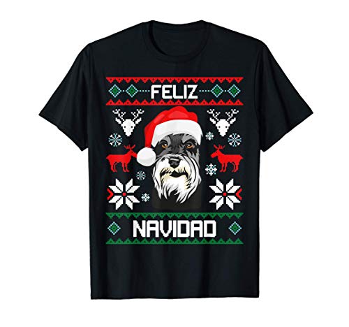 Feliz Navidad Schnauzer Miniatura Dulce perro de la Navidad Camiseta