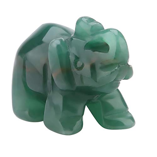 Figura decorativa de elefante tallada de piedra natural (1,5 pulgadas)