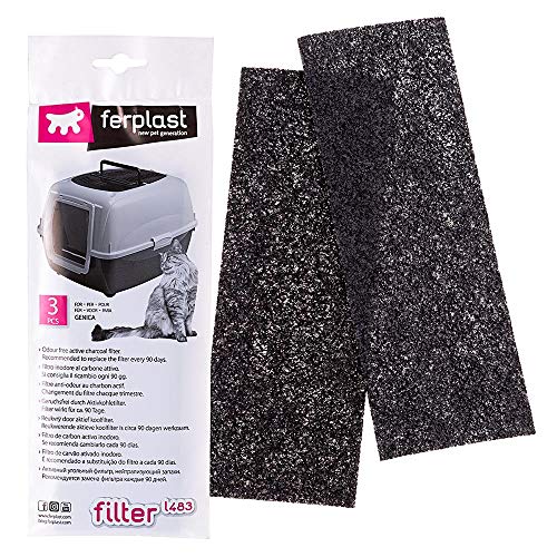 Filtro L483 Kit de filtros de Recambio para Las Cajas de Arena para Gatos GENICA, Filtros de carbón Activo Que neutralizan los olores, Paquete de 3 Unidades, 24 x 10 x h 5,3 cm