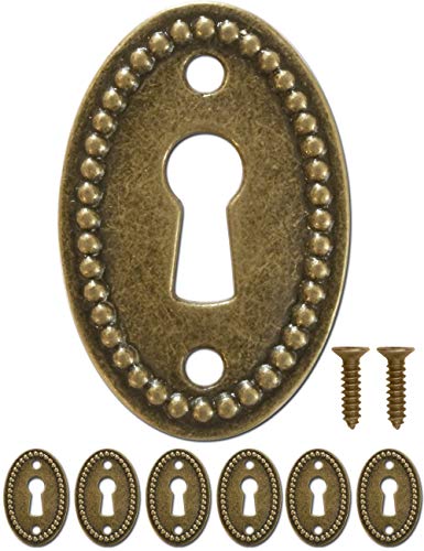 FUXXER® - 6 placas ovaladas para llave, diseño vintage de latón, incluye tornillos, 37 mm x 24 mm.