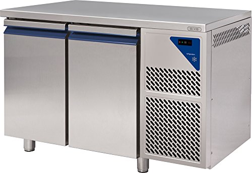 Gastlando - Mesa de refrigeración gastronómica de acero inoxidable, 2 puertas, 300 litros, 0° hasta +10°C.