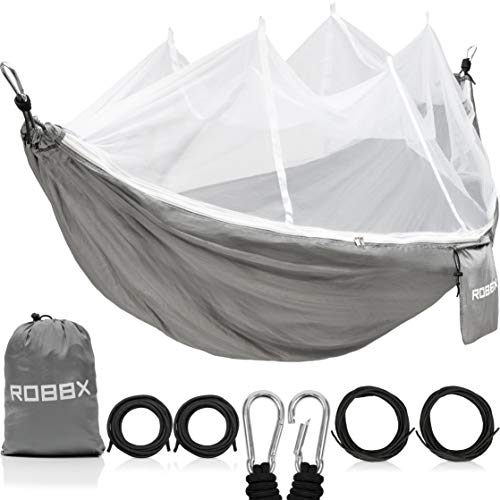 Hamaca para exterior ROBBX® – Premium Outdoor hamaca con mosquitera – Ultra estable Hammock Tent con 3 costuras – Hamaca 2 personas & hasta 300 kg – Camping jardín terraza