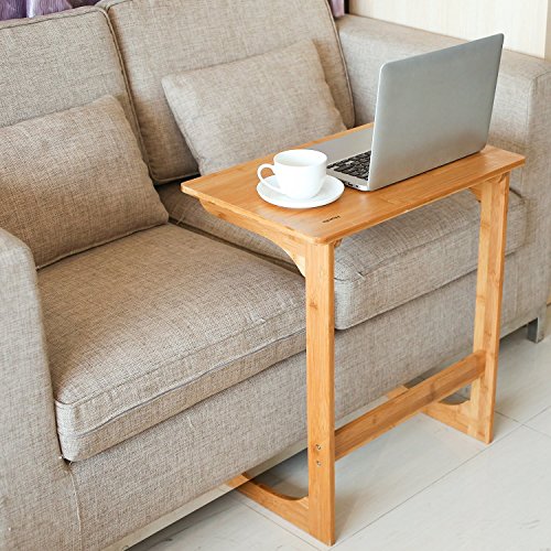 Homfa Mesa para sofá Mesa Auxiliar Mesa de bambú para Ordenador Mesa de café Mesa de Escritorio Mesa para Ordenador (Bambú Natural)
