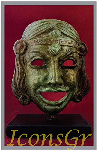 IconsGr Griego Antiguo Bronce Museo Estatua réplica de máscara de Teatro de Comedia (1410)