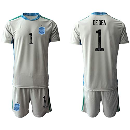 Juego de Camisetas de fútbol para niños de España para el Portero de España - Dě Gěǎ 2021 New Jersey Fans de Manga Corta Sudadera / 1# grey-5XS