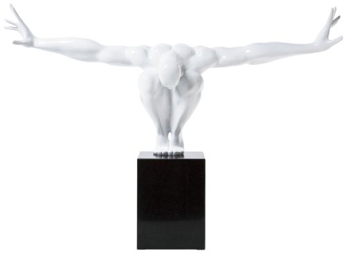 KARE Objeto De Decoración Athlet Weiß Fitness Estatua Diseño Hombre Escultura Deco Atleta, Blanco, 52 x 75 x 23 cm, Mármol, 45 x 75 x 21 cm