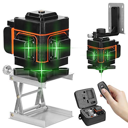 Kecheer Nivel láser 12 líneas,Nivelador laser autonivelante,Niveles laser verde 360 grados horizontal vertical con base giratoria con control remoto