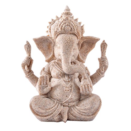 Kitchnexus Ganesh - Figura decorativa de Buda con piedra arenisca, diseño de elefante