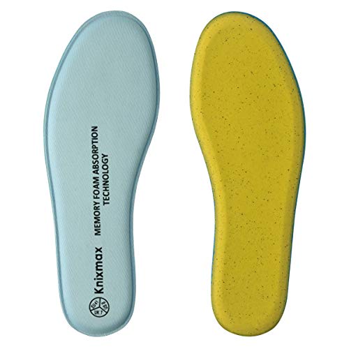 Knixmax Plantillas Memory Foam para Zapatos de Mujer y Hombre, Plantillas Confort Amortiguadoras Cómodas y Flexibles para Trabajo, Deportes, Caminar, Senderismo, W-Azul-38