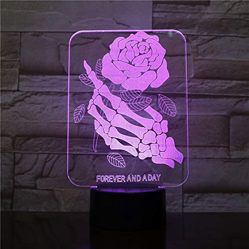骷髅 lámpara con Forma de Rosa de Dedo luz Nocturna de Humor Toque lámpara de Escritorio de reemplazo de iluminación remota