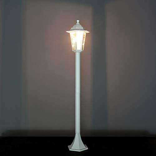 Lámpara de jardín rústica lámpara de camino blanca E27 IP44 lámpara de pie para exterior lámpara de pie lámpara de patio terraza