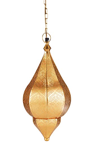 Lámpara Oriental Marroquí - lamparilla colgante - farola de techo Kihana dorado 40cm - muy práctica para una iluminación excelente - transmite una decoración excelente refinada