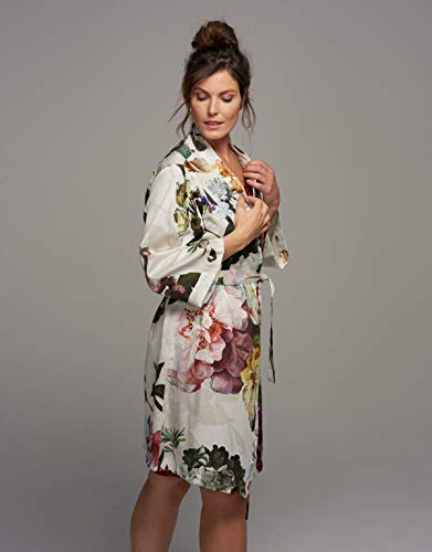 (Large, Ecru) - Essenza Satin Kimono Fleur, ecru, Large