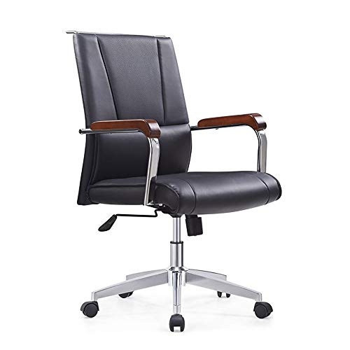 Las sillas de Escritorio Comercial ergonómica con Respaldo Alto Silla de Cuero del Ejecutivo giratorias de Oficina Silla con Brazos (Color : Black, Size : Free Size)