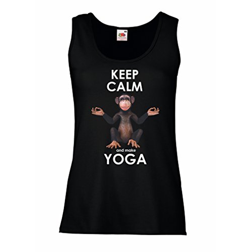lepni.me Camisetas sin Mangas para Mujer Mantenga la Calma y Haga Yoga Ashtanga Hatha Kundalini Yoga Prenatal (XX-Large Negro Multicolor)