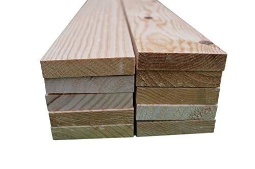 Listones de madera de pino maciza de 120 cm x 9cm x 1.8cm de grosor (10 unidades). Natural en crudo. Para bricolaje, manualidades y carpintería.