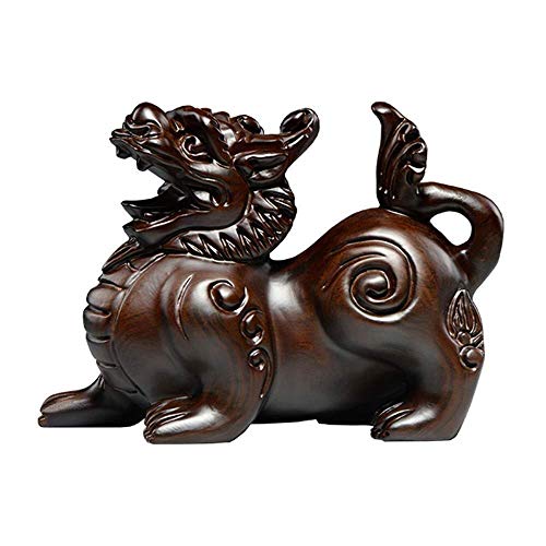 L.TSN Feng Shui Chino PiXiu/PiYao, decoración de Palisandro, Figura de Prosperidad para el hogar y la Oficina, símbolo de Riqueza y Buena Suerte, Adorno Artesanal (tamaño: Grande)